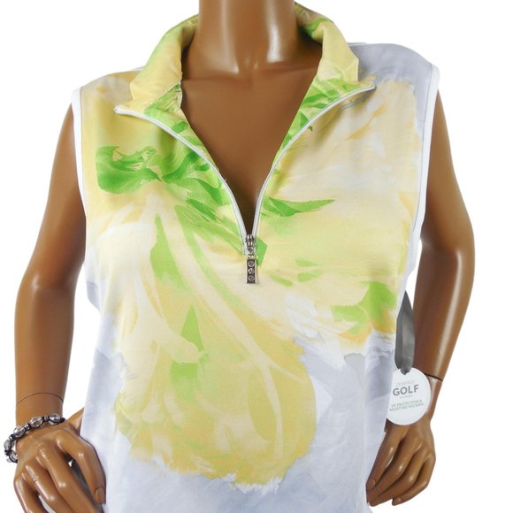 CHICO'S Zenergy Golf New Top XL Sz 3 Stay Cool Shirt Stretch Rhinestone Zipper - Picture 3 of 11